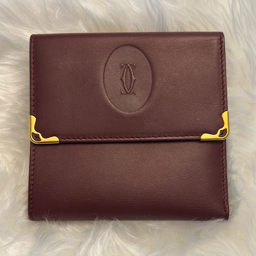 Cartier Burgundy Wallet with Gold Accents